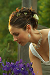 Elegant wedding photograph of bride in garden during sunset at University of Guelph